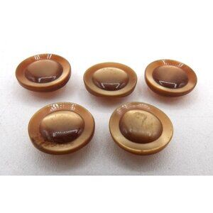 Shirt/Dress Button Plastic Shank Brown Circle in Circle design 5 count ½"diamete